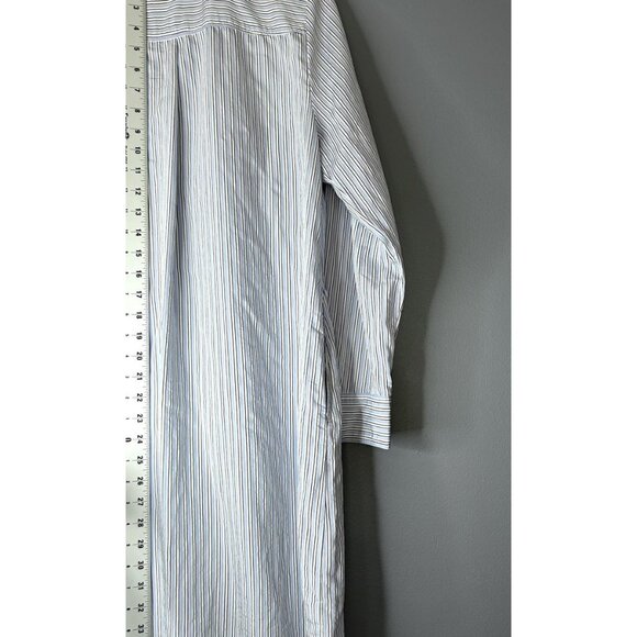 LOFT Shirt Dress Womens Large Blue White Stripe Popover Tunic Pockets *No Belt* - Picture 3 of 12